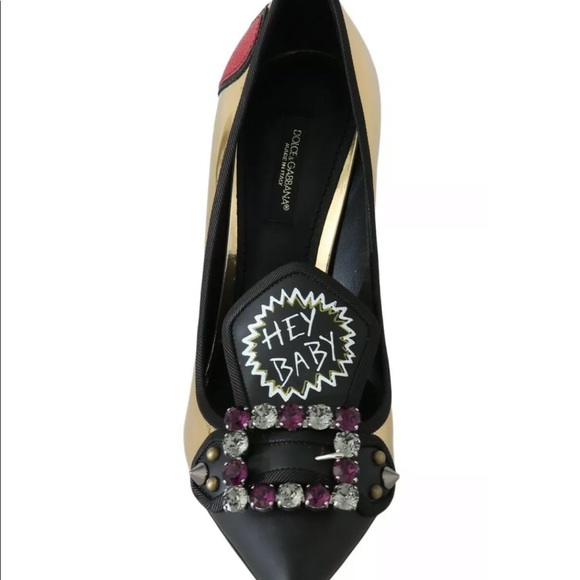 NIB Dolce & Gabbana crystal buckle appliqué heels - Picture 5 of 8